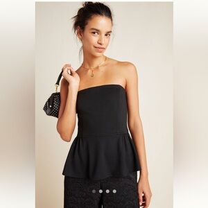 Anthropologie Ruthie Peplum Top Black L